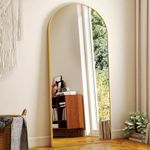 HARRITPURE 71"x30" Arched Full Length Mirror Free Standing Leaning Mirror Hanging Mounted Mirror Aluminum Frame Modern Simple Home Decor for Living Room Bedroom Cloakroom, Gold