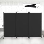 Kokorona 3 Panel Room Divider, 6FT Tall Folding Privacy Screen Wall Dividers, Portable Privacy Screen Freestanding Room Divider for Room Separation, Included - Cover Strips, 102''W x 71''H, Black