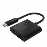 Belkin USB-C to HDMI Adapter + Charge (Supports 4K UHD Video, Pass-Through Power up to 60W for Connected Devices) HDMI Adapter- Black