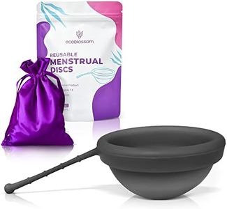 EcoBlossom Reusable Menstrual Disc with Removal String - The Most Reliable Medical Grade Silicone Period Discs - Comfortably use for 12 Hours (Black)