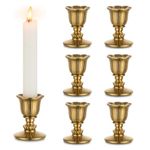 Vintage Candle Holder Bronze for Candlestick - Romadedi Set of 6 Rustic Gold Taper Stick for Retro Victorian Antique Decoration Dinner Table Christmas Wedding Centrepiece Living Room