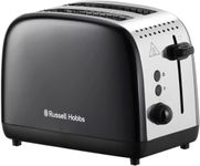 Russell Hobbs 2 Slice Lift & Look Toaster (Longer slots, 6 Browning levels, Defrost/Reheat/Cancel function, Removable Crumb Tray, 1670W, Black & Stainless Steel Gloss finish) 26550