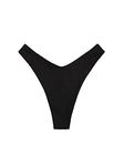 GORGLITTER Women's Ruched Sexy Bikini Swimsuit Bottom High Cut Bathing Suits Swim Panty Black M