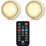 Quick Sense LED Light | 2 Pack Battery Operated Under Cabinet Lighting | Color Changing Closet Fixture with Remote | Stick On for Kitchen, Shelf, Cupboard