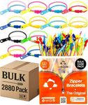 UpBrands 2880 Pack Bulk Fidget Zipper Bracelets – Sensory Toys, 7.5 Inches, Neon Colors for Wholesale Businesses, Schools, Churches, Vending, Nonprofits, and Community Helpers