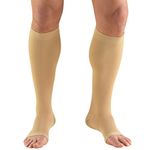 Truform 20-30 mmHg Compression Stocking for Men and Women, Knee High Length, Open Toe, Beige, Medium