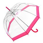 SANJO Clear Dome Umbrella with Coloured Border and Matching Handle