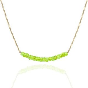 Peridot Necklace for Women, Premium Gold Beaded Bar Necklaces for Women - Tarnish Free 18K Gold Vermeil Certified S925 Classic Statement Necklace Gold Jewelry for Women - Mothers Day Gifts for Mom