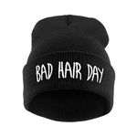 Joyci Winter Unisex Funny Bad Hair Day Hip Pop Beanie Hat Women Men Ski, Black, One Size