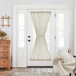 jinchan Linen French Door Curtain 40 Inch Farmhouse Door Window Curtains Flax Country Rustic Door Curtain Privacy Door Panel with Tieback Rod Pocket Light Filtering 1 Panel Crude