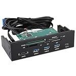 Plyisty Internal Card Reader, 5.25" Drive Bay Dashboard PC Front Panel USB Hub with 6 Card Slots, Support M2, MSO, Memory, MS, XD, 64G CF Card