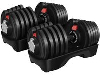 Yaheetech Adjustable Dumbbell Set Adjustable Dumbbells Pair 16 in 1 Adjustable Weights 40KG with Non-Slip Handle & Safety Locking Mechanism, Home Gym Strength Training Equipment for Full Bodybuilding