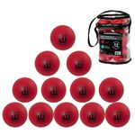 Winnwell Street Hockey Balls - Red Hard Density Ball for Indoor & Outdoor - Made for for Field, Road & Street Hockey Games – with Storage Bag - 65mm & 50 Gram Weight Hard Red 12-Pack (W/PVC Bag)