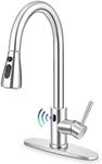 Touchless Kitchen Sink Faucet with Pull Down Sprayer, Herogo Brushed Nickel 18/10 Stainless Steel Smart Activated Faucet for Kitchen Sink, Single Handle Motion Sensor Kitchen Faucet for Farmhouse RV