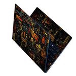 Finearts Full Body Laptop Skin Upto 15.6 inch Sticker Compatible for Dell/HP/Lenovo/Acer/Sony All Laptop Size Upto 14 to 15.6 Inch - A Colorful Illustration Digital Art Black