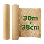 Honeycomb Sustainable thick Paper Packaging Roll 38 cm x 30 m, Eco-Friendly Brown Craft bubble wrap cushioning for Breakables, Packing, Fragile, Shipping, Moving House, Gift. Proudly made in the UK