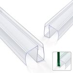 Shower Door Bottom Seal Strips 2PCS, 36 Inch Length PVC Clear Seal Strips with Drip Rail for 1/4"(6mm) Thick Frameless Glass Door, to Stop Water Leak