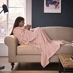 Silentnight Snugsie Wearable Blanket - Soft Teddy Fleece Blanket with Sleeves - 2-in-1 Sleeved blanket and Cushion - Supersized with Foot Pocket , 153 x 203cm