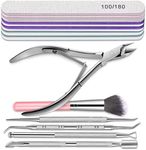 TsMADDTs 13PCS Manicure and Pedicure Tools Kit, Nail Files and Buffers Block, Polish Buffer, Cuticle Nippers, Cuticle Pusher and Peeler, File and Lifters for Toenails