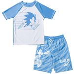 SEGA Sonic The Hedgehog Pullover Rash Guard and Swim Trunks Outfit Set Little Kid to Big Kid, White, 10-12