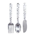 Deco 79 Cutlery Wall Decor Aluminum Utensil, 36/8-Inch, Set of 3