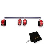Adjustable Spreader Bar with 4 Premium Soft Pad Leather Straps 2 Chains Expandable Fitness Sports Exercise Training Tool Set Kit, Blue and Red