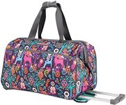 Lily Bloom Pattern 22 Inch Duffel Bag with 2-Rolling Wheels, Weekender Overnight Travel Lightweight Carry-On Suitcase For Women, Wildwoods, 22in