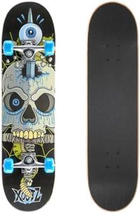 Xootz Kids Complete Beginners Double Kick Trick Skateboard Maple Deck - 31 x 8 Inches, Snake Skull, TY5844