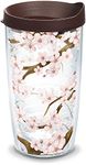 Tervis 1041201 Cherry Blossom Tumbler with Wrap and Brown Lid 16oz, Clear