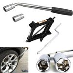 Universal Extendable Lug Wrench (17/19/21/23MM) + 2 Ton Scissor Jack Hand Screw Spare Tire Repair Tool Kit for Cars Vans Trucks Trailers