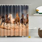 Boyouth Running Horse Pattern Digital Print Shower Curtains for Bathroom Decor,Polyester Waterproof Fabric Bath Curtain with 12 Hooks,70x70 Inches,Multicolor