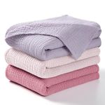 lulumoon Muslin Swaddle Blanket Baby - Cotton Swaddling Blanket Soft Baby Receiving Blanket Neutral 3Pack(Pink+Purple)