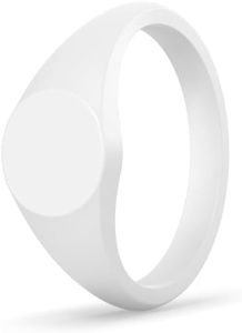 Enso Rings Small Signet Silicone Rings - Ultra Comfortable & Waterproof - .32in Wide, .09in Thick - White - Size 8