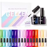 Gellen Gel Nail Polish Kit, 16 Summer Colors With No Wipe Top Base Coat, Nail Art Design Gel Polish Kit, Soak Off Gel Nail Kit, DIY Manicure Gift Set, Vibrant Rainbow Colors Nail Polish