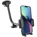 GVTECH Car Phone Holder, Universal Windscreen Car Mount Grip Flexible Long Arm Windshield Car Cradle with Extra Dashboard Base for iPhone 12 11 Pro Max Xs Max Xr X 8 7 6S, Galaxy S20/S10 Note LG