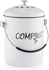 RED FACTOR Deluxe Cubo Reciclaje de Cocina Inodoro de Acero Inoxidable - Cubo Basura Reciclaje - Incluye Filtros de Carbón Activo de Repuesto (Diseñador Blanco, 5 litros)