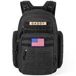 SHARKMOUTH Diaper Bag Backpack for Dad and Mom, Military Molle diaper Pack with Insulated Bottle Holders and Wipe Pocket, Black, Large (Pack of 1), Classic