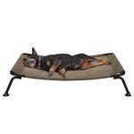 Veehoo Curved Cooling Elevated Dog Bed, Black Frame Outdoor Raised Dog Cot, Chew Proof Pet Bed with Washable & Breathable Textilene Mesh, Non-Slip Feet for Indoor & Outdoor, X Large, Beige Coffee