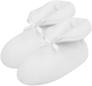 Forfoot Women's Bootie Slipper for Ladies Indoor Home Bedroom Boots House Non Slip Plush Lined Socks White Women Slippers Size 7-8