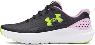 Under Armour Women's Ua GGS Surge 4 Running Shoes, Black Purple Ace High Vis Yellow, 8 AU