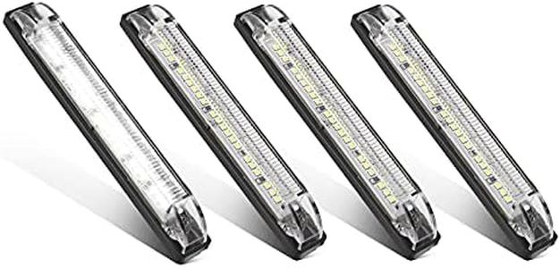 Partsam 4pcs 6" White 12 Led Utility Strip Light Boat Marine Light Bar Trailer Truck RV Camper Caravans Thin led Side Marker Clearance Lights, 6 Inch Under Hood Lights Dome Light Step Lighting