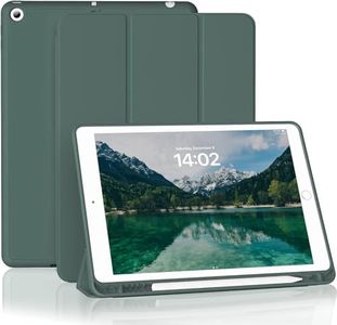 GKABXY Case for with iPad 10.2 Inch 2021/2020 iPad 9th/8th Generation & 2019 iPad 7th Generation with Pencil Holder,Slim Soft Silicone Smart Trifold Stand Protective Cover [Auto Wake/Sleep]- Green