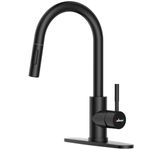 APPASO Kitchen Sink Tap Mixer Hot & Cold, Black Kitchen Tap, Single Handle High Arc Swan-Neck Kitchen Faucet with Pull Down Sprayer Suitable for 1 or 3 Holes Home Sink, Matte Black