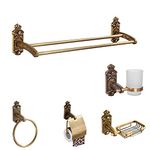 Plantex Aluminium Antique Bathroom Accessories Set Of 5-Pcs/Bathroom Hardware Set (Towel Rod/Napkin Ring/Paper Holder/Soap Dish/Tumbler Holder), Gold