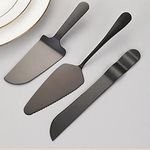 Pie Server Stainless Steel Set, Payutou 3Pcs Cake Pie Pastry Server,Professional Dessert Server for Cake Cheese Pie Pizza,Serrated Cake Knife, Cake Serving Spatula,Dishwasher Safe(Black)