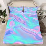 Erosebridal Tie Dye Fitted Sheet Twin Size, Girls Marble Pattern Bedding Set, Psychedelic Bed Set(No Flat Sheet), Green Purple Home Decor Soft Polyester Bed Cover (1 Fitted Sheet with 1 Pillow Case)