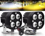 ELTRON TURBO Original 4 LED Fog Light 12V 60W Waterproof Head Lamp, Bar Light Universal Fit For All Motorcycle & Car Models White,Yellow (Pack of 2, Free Switch)