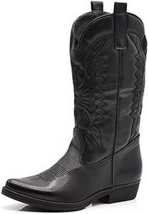 IF Fashion Cowboy Western Scarpe da Donna Stivali Stivaletti Punta Quadrata Camperos Texani Etnici C19004-4 nero N.37