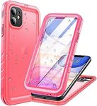 Cozycase Compatible with Waterproof iPhone 11 case, Built-in Screen Protector, Full-Body Rugged Bumper Sealed Case Cover, Shockproof Dustproof Waterproof Case for iPhone 11 6.1 inch (Pink)