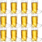 Cowboy Boot Shot Glasses - (Dozen Pack of 12) Mini Reusable and Disposable Clear Plastic Shot Glass Cups for Themed Birthday Parties Decorations and Cowboy Bachelorette Party Favors, Holds 1-Oz